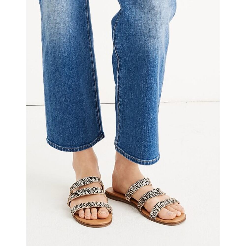 Madewell The Ilana Slide Sandal in Spot Dot Calf Hair Size 8